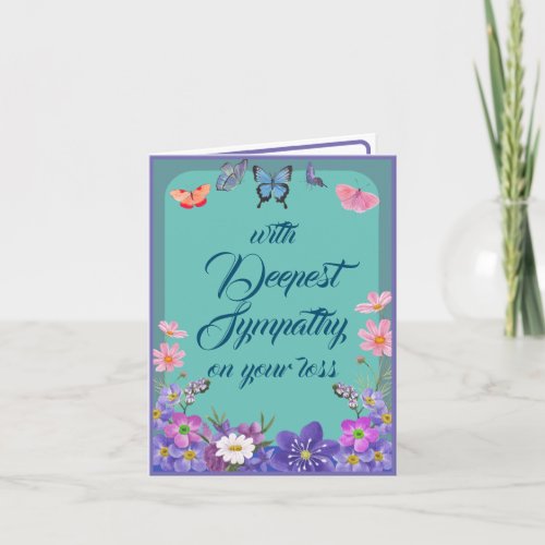 Sympathy Message Floral Butterflies Card For Loss