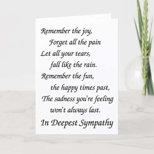 SYMPATHY MESSAGE TO FAMILY OR FRIEND HOLIDAY CARD