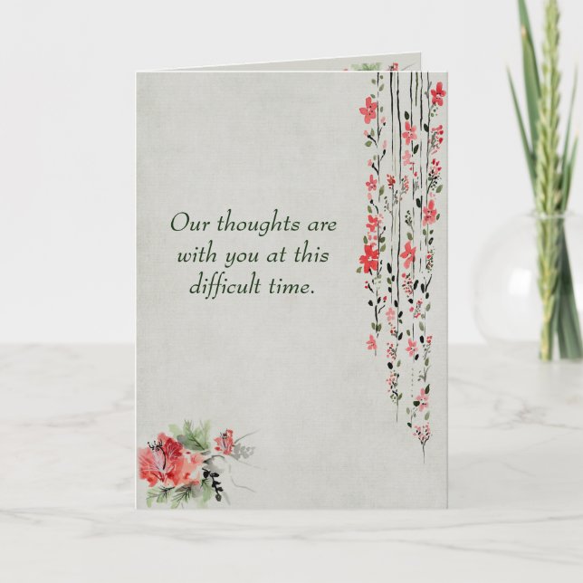Sympathy message Watercolor Flowers Card (Front)