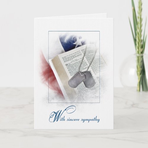 Sympathy Military Dog Tags on Psalm 23  Card