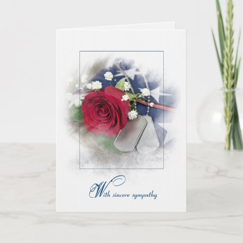 Sympathy Military Dog Tags with Rose Card