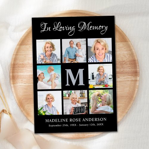  Sympathy Modern Memorial 8 Photo Collage Funeral Thank You Card