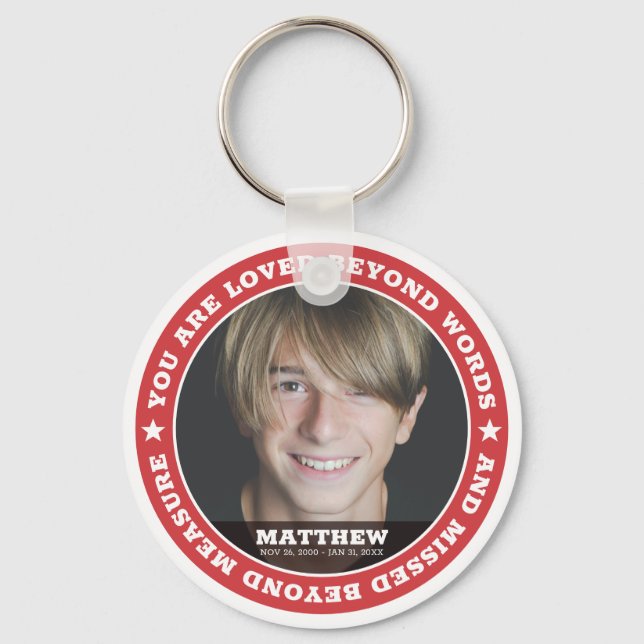 Sympathy Modern Simple Custom Photo Keepsake Keychain (Front)