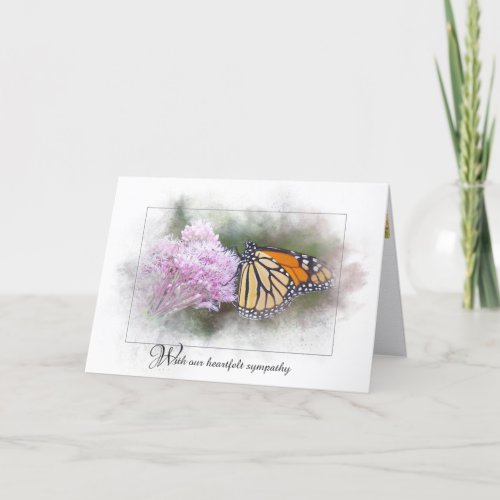 sympathy monarch butterfly on wildflower card