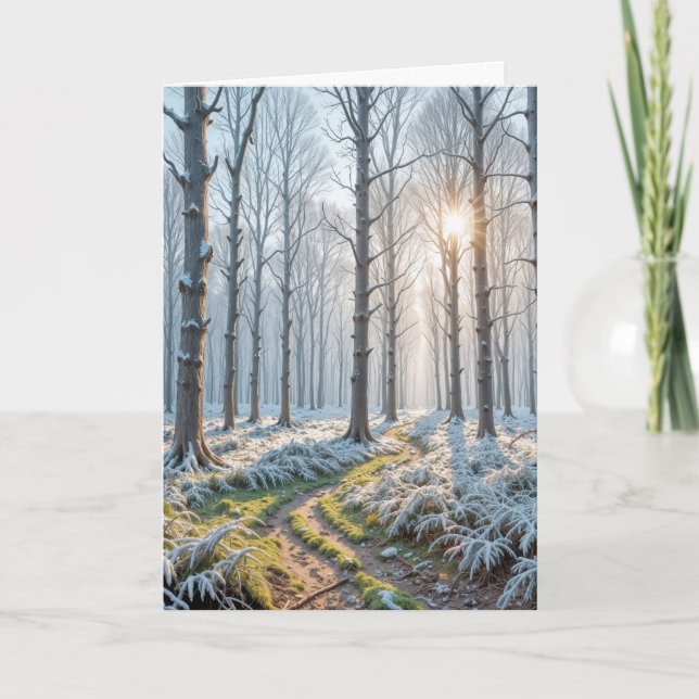 Sympathy Morning Sunshine in Frosty Forest Card (Front)