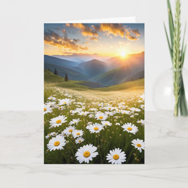 Sympathy Mountain Daisy Field  Card (Front)