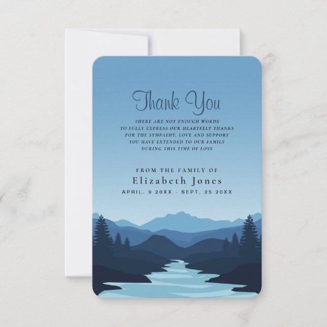 Sympathy Mountains at Dusk Thank You Card (Front)