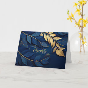 Sympathy Navy Blue and Golden Colored Botanical Card