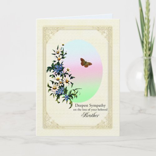 Sympathy on Loss of Brother Flowers and Butterfly Card