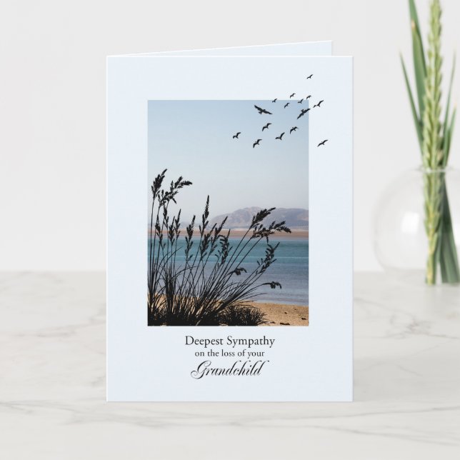 Sympathy on Loss of Grandchild, Seaside Scene Card (Front)