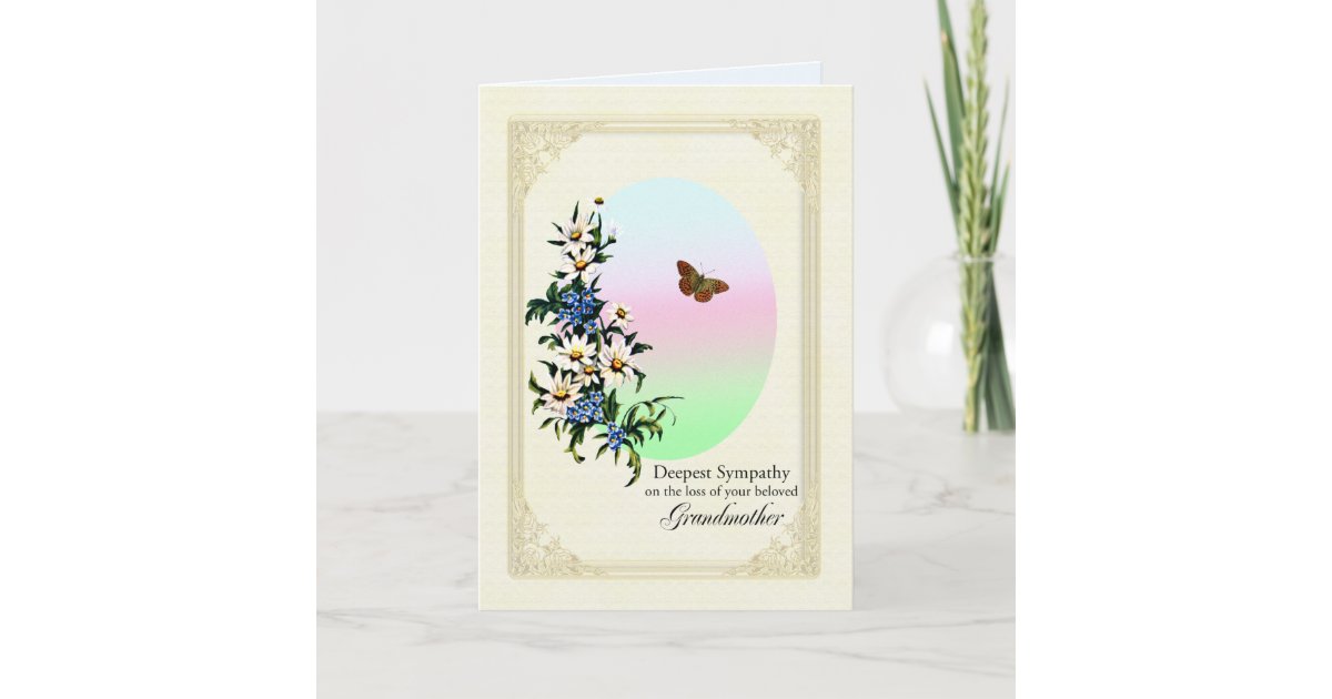 Sympathy on Loss of Grandmother, Flowers Card | Zazzle
