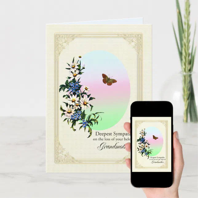 Sympathy on Loss of Grandmother, Flowers Card Zazzle