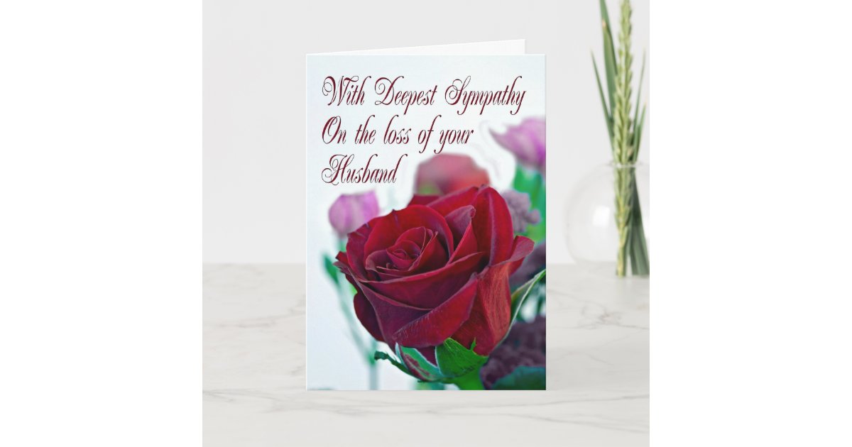 Sympathy on loss of husband, with a red rose card | Zazzle.com