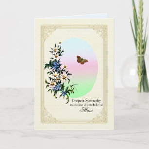 Sympathy on Loss of Mam, Flowers and Butterfly Card