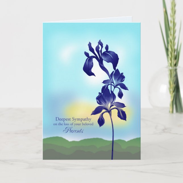 Sympathy on Loss of Parents, Purple flowers Card (Front)