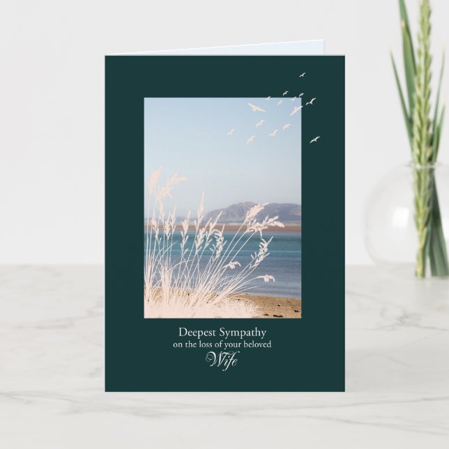 Sympathy on Loss of Wife, Seaside Scene Card (Front)