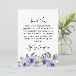 Sympathy Pansy Funeral Thank You Card