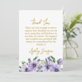 Sympathy Pansy Funeral Thank You Card