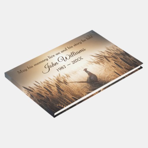 Sympathy Pheasant in a Wheat Field for Funeral Guest Book