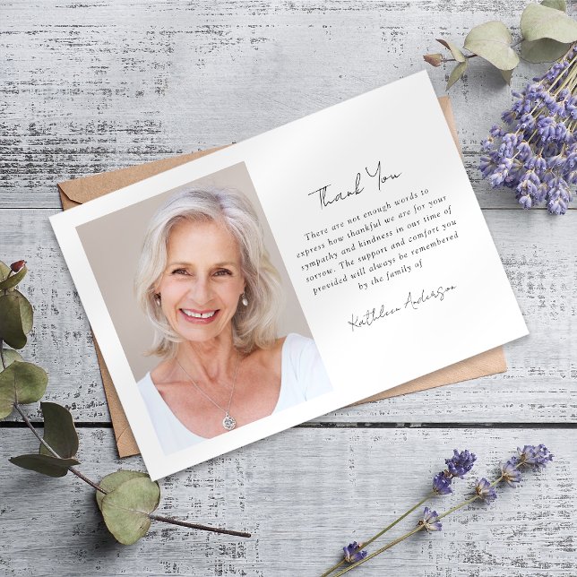 Sympathy Photo Funeral  Thank You Card (Creator Uploaded)