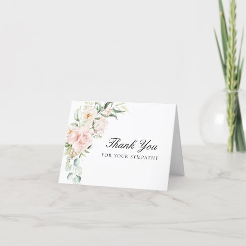 Sympathy Pink Floral Funeral Photo Folded Thank You Card