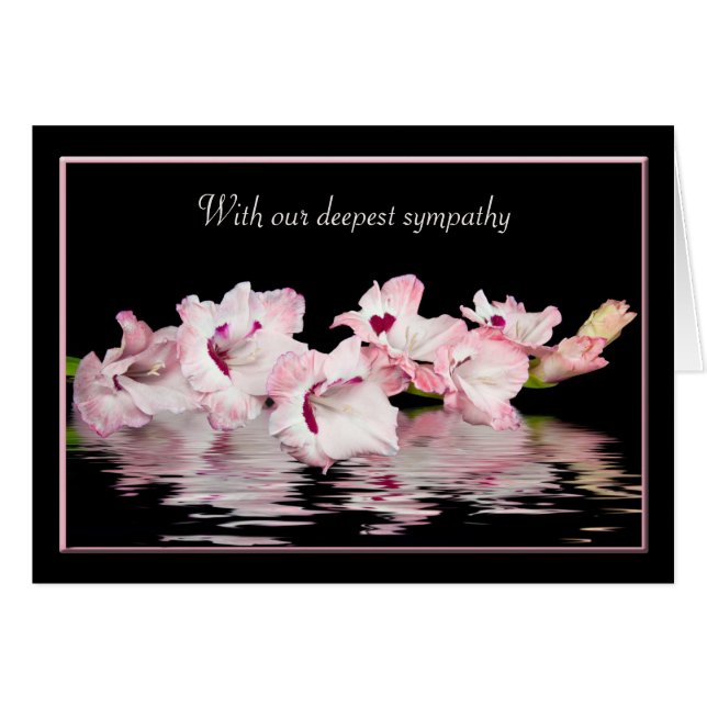 Sympathy Pink Gladiolus Water Reflection Cards (Front Horizontal)