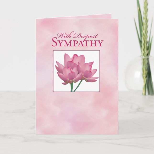 Sympathy Pink Lotus Flower Card (Front)