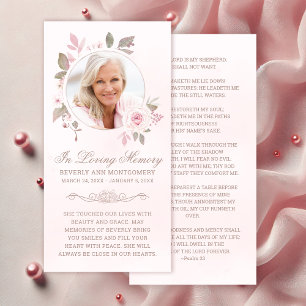 Sympathy Pink Rose Floral Photo Funeral Prayer
