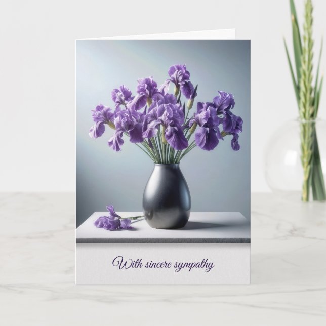 Sympathy Purple Iris Bouquet Card (Front)