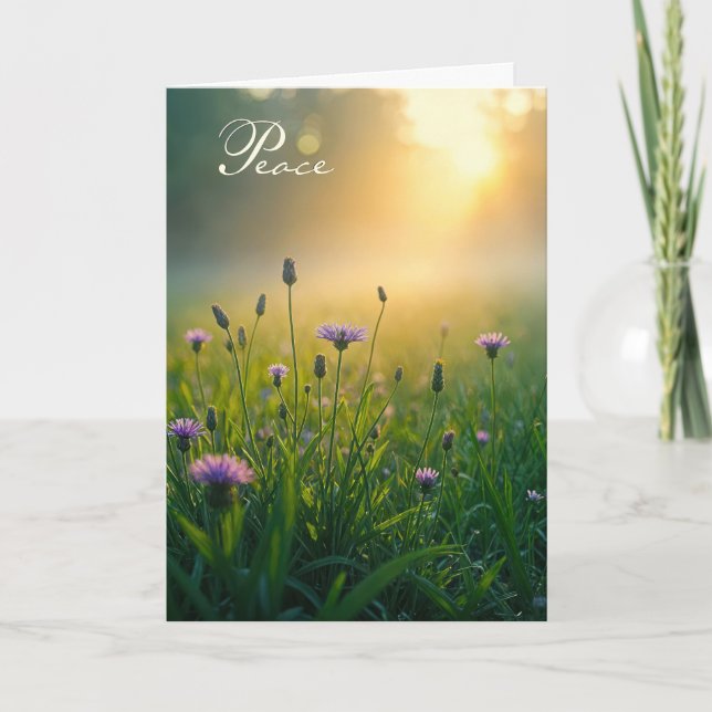 Sympathy Purple Wildflowers In Misty Meadow Card (Front)