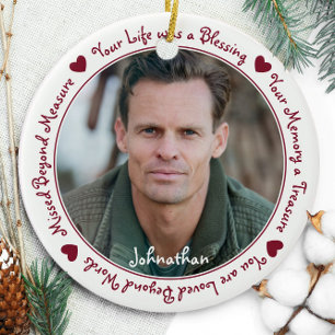 Sympathy Quote Red Keepsake Memorial Photo Ceramic Ornament