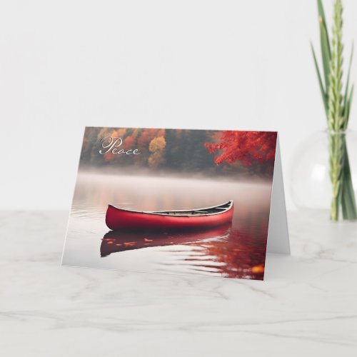 Sympathy Red Canoe On Autumn Lake Card