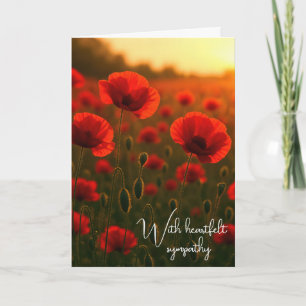 Sympathy Red Poppy Field at Sunrise Card