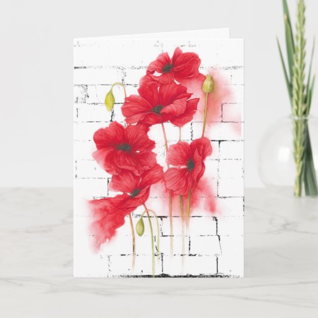 sympathy red poppy flowers card (Front)
