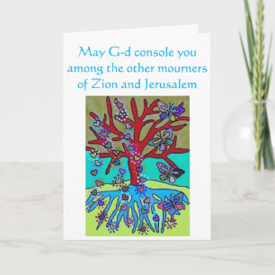 Sympathy Red Tree of Life Hearts & Butterflies Card