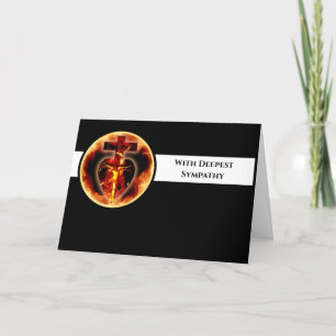 Sympathy Religious Catholic Crucifix Holy Trinity Letterpress Thank You Card