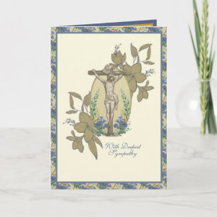 Sympathy Religious Catholic Jesus Funeral Floral Card