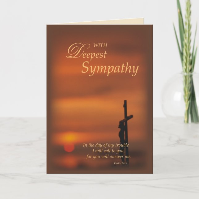 Sympathy Religious Cross and Sunset Card (Front)
