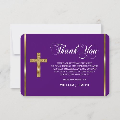 Sympathy Religious Gold Cross THANK YOU  PHOTO