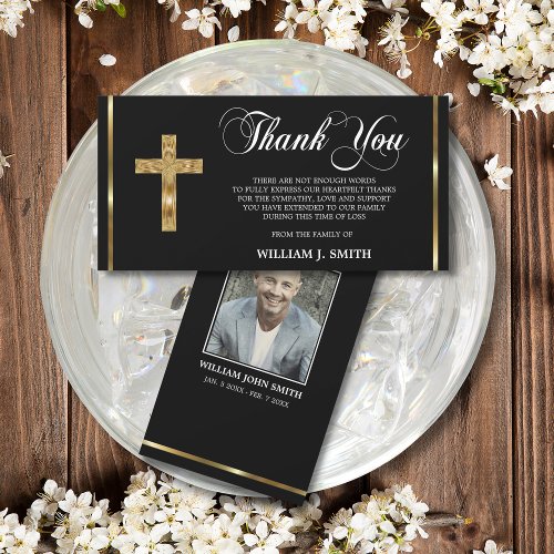 Sympathy Religious Gold Cross THANK YOU  PHOTO