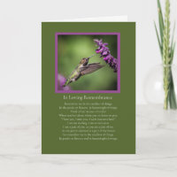 Sympathy Remembrance Poem with Hummingbird