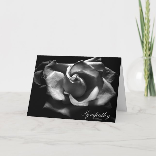 Sympathy Rose Black And White Blank Inside Card (Front)