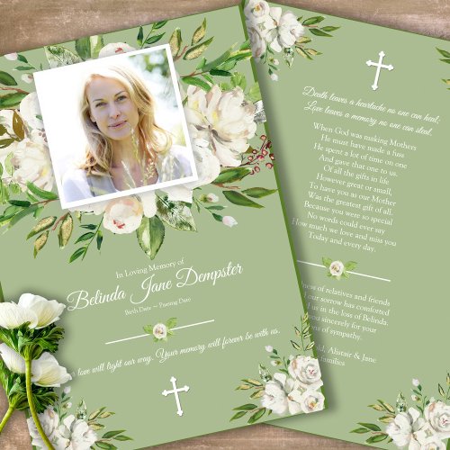 Sympathy Rose Cross Funeral Thank You Card