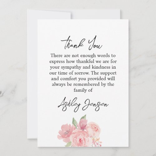 Sympathy Rose Funeral Thank You Card
