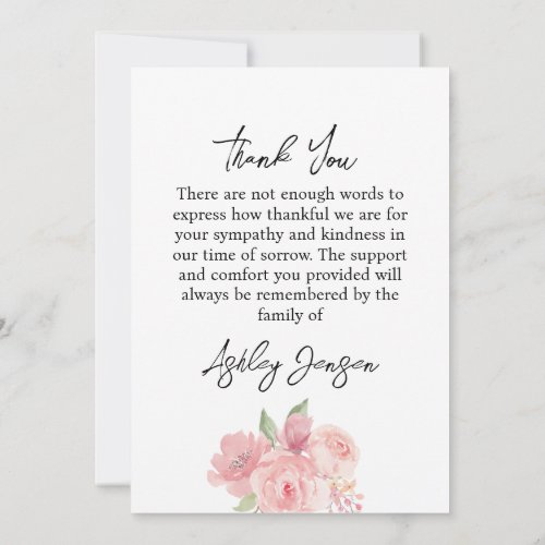 Sympathy Rose Photo Funeral Thank You Card