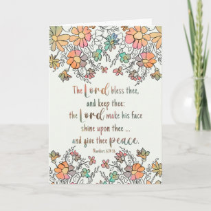 Sympathy Sketchy Floral Scripture Lord Bless Card