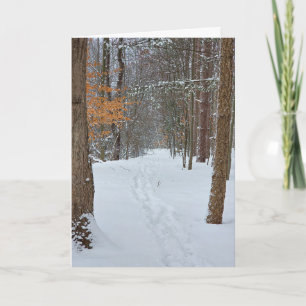 Sympathy Snowy Footprints In a Winter Forest  Card