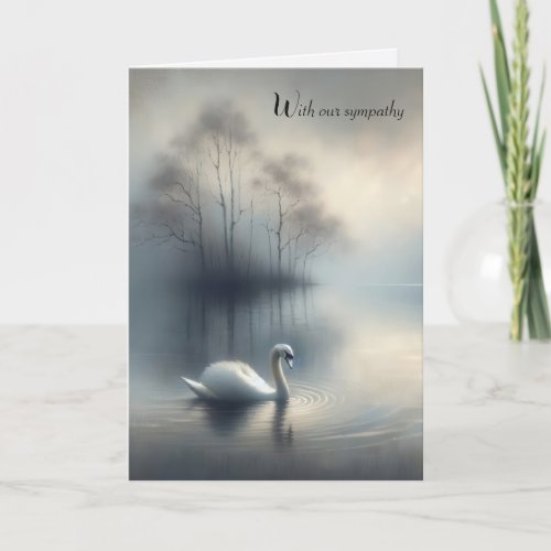 Sympathy Solitary Swan On Misty Lake Card