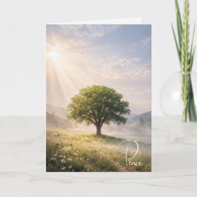 Sympathy Solitary Tree with Sunbeams Card (Front)