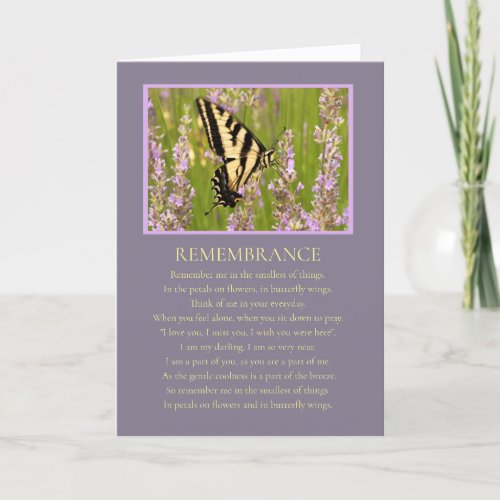 Sympathy Spiritual Remembrance Poem with Butterfly Card